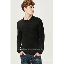 Em lã de acrílico fit gravar knit homens camisola